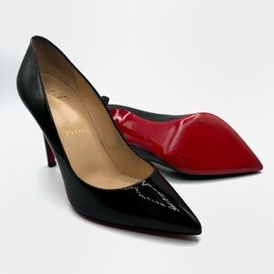 Christian Louboutin Pigalle 100 Patent Black Leather Pump Stiletto Heels Shoes